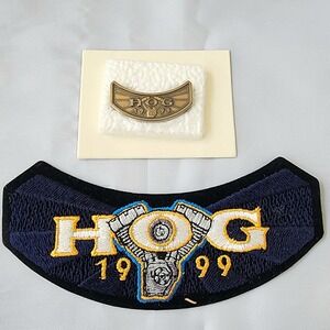 Harley Davidson HOG 1999 Patch‎ & Pin Set Motorcycle Biker Embroidered NOS Rare